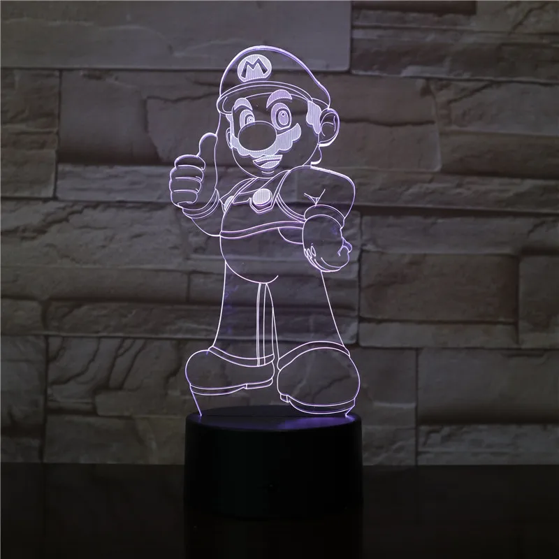 Марио 7 цветов 3d лампа светодиодный ночник для детей сенсорный светодиодный Usb Настольный Lampara Lampe детский спальный ночник комнатный светильник дропшиппинг