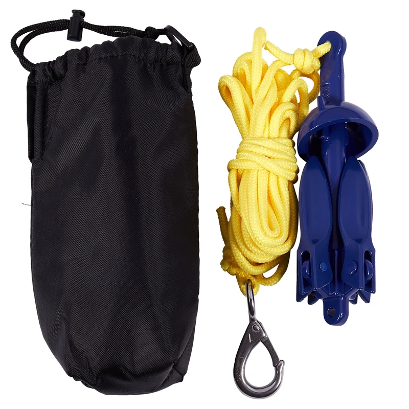 

4-tine g Boats Folding Anchor Small Boat Anchor Marine Rope Kit for Kayak Canoe Boat Marine Sailboat Watercraft Fishing Acc