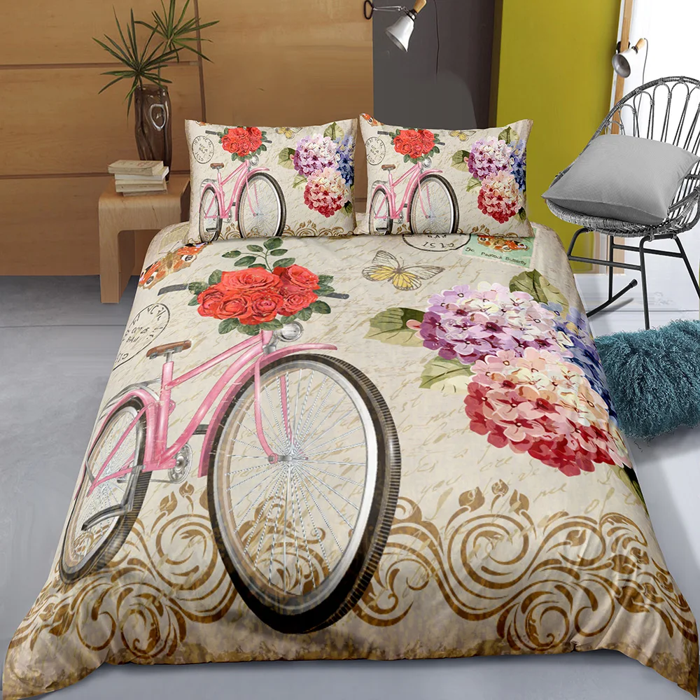 Набор постельного белья в стиле ретро для путешествий с изображением розы