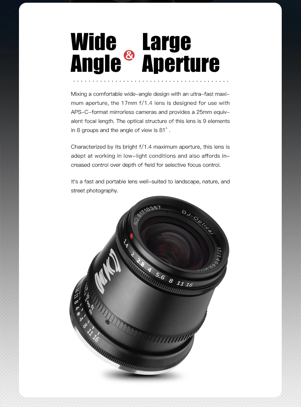 TTArtisan 17 мм F1.4 фотокамера объектив Ручной фокус MF для Fuji X Canon EF M Sony E M4/3 крепление