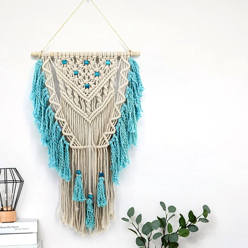 

Wall Hanging Macrame Curtain Bohemian Hand Woven Tapestry Perfect Door Curtain Macrame for Bedroom Decoration 45 x 75cm