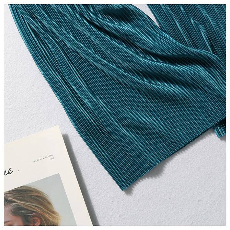 

Pleated Wide Leg Trousers Women's Pants High Waist Drooping Spring And Summer New Loose Casual Pants Chiffon Ice Silk Cropped