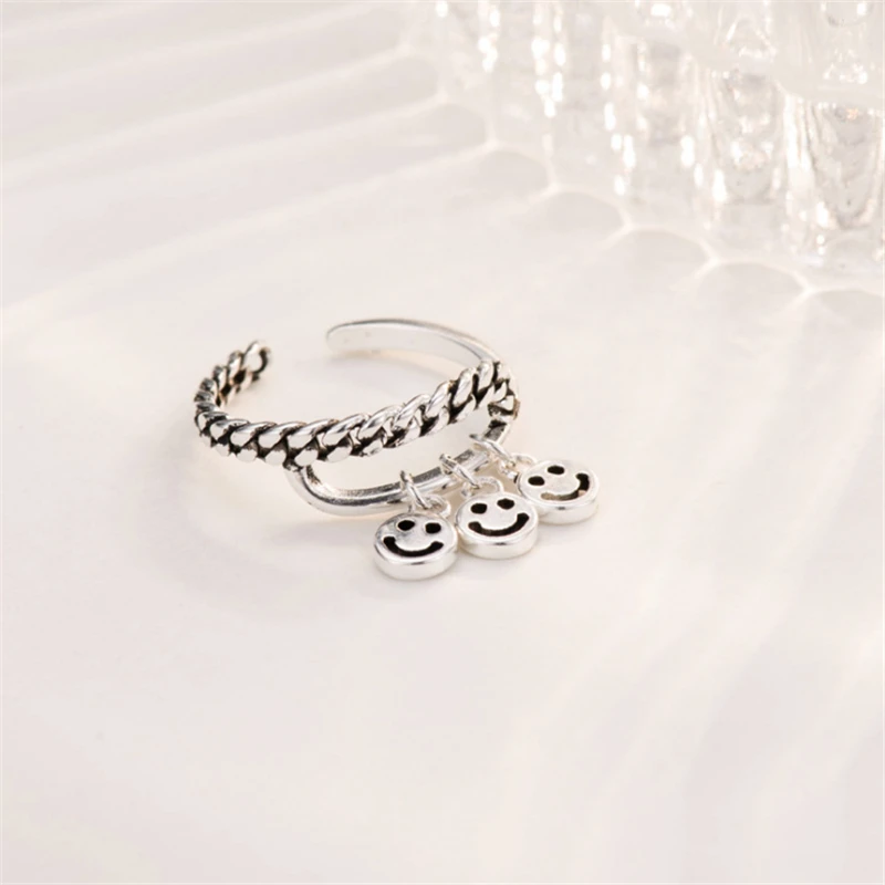 Женское Винтажное кольцо в стиле ретро двойное с бахромой виде счастливого