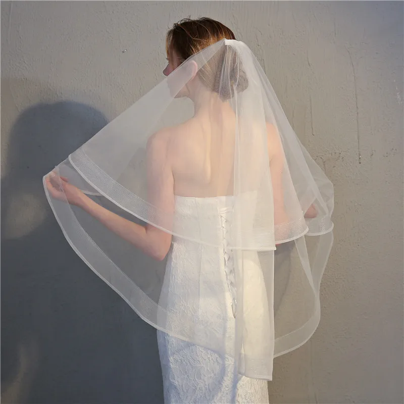 

Women's bridal wedding dress veil lace embroidery white bridal veil with hair comb custom made