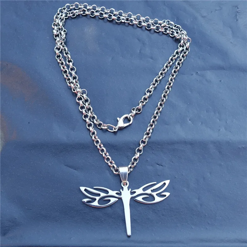 

Dragonfly Necklace Stainless Steel Pendant Insect Jewelry For Women Trendy Gift 12 Pieces / Lot Wholesale