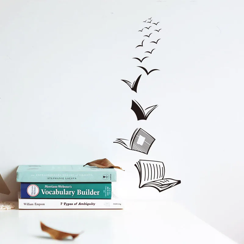 

Open Book Fly Birds Wall Sticker Library Classroom Reading Book Study Animal Wall Decal School Bedroom Vinyl Home Decor