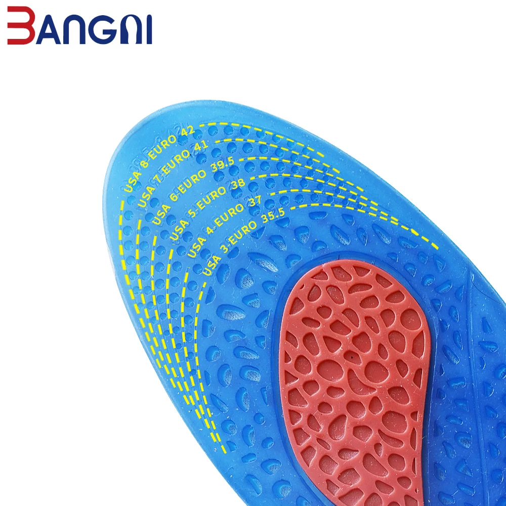 BANGNI GEL Work Silicone Insoles Arch support Shoe Pads Soft Elastic PU Plantar Fasciitis Walk Inserts for Feet Pain Men Women