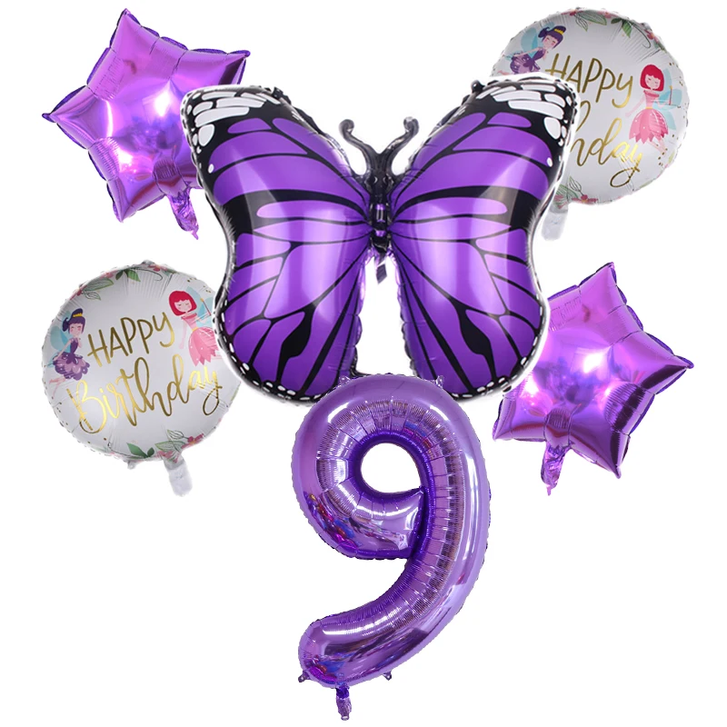 

Набор воздушных шаров из фольги в виде фиолетовых бабочек, 40 дюймов, 6 шт.