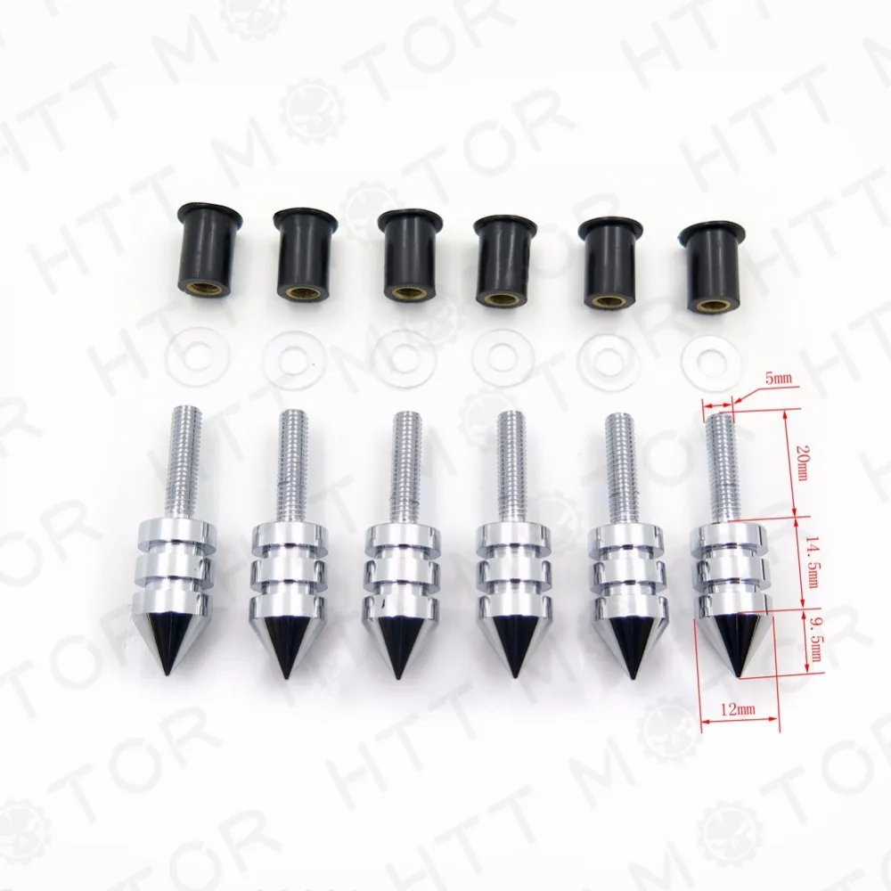 Запчасти для мотоциклов комплект хромированных болтов с шипами лобового стекла