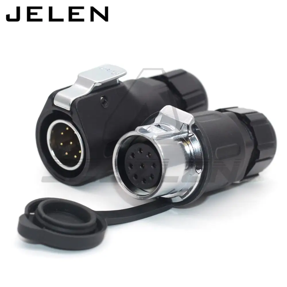 XHE20 M20 профессиональный электронный IP67 Мужской Женский силовой позолоченный 9-контактный сварочный кабель, водонепроницаемый 9-контактный разъем