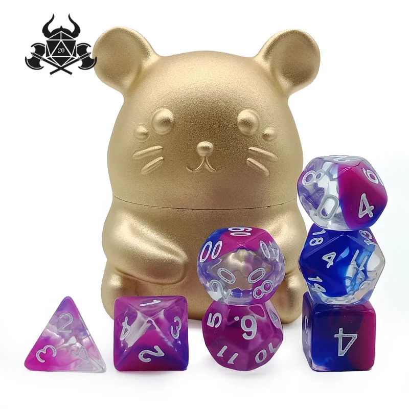 

7 pieces/set of translucent double-sided dice D4 D6 D8 D10 D12 D20 digital dice for role playing DND RPG board games