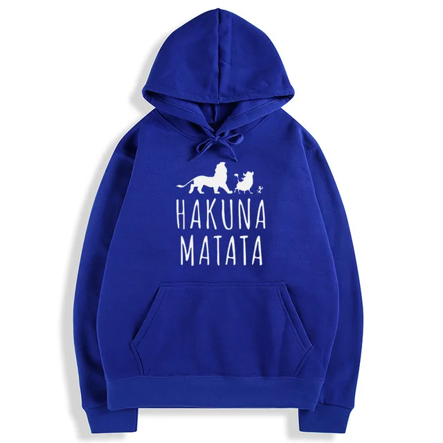 Hakuna Matata флисовая толстовка женская Повседневная флисовая толстовка Король Лев Harajuku пуловер животные толстовки Великобритания