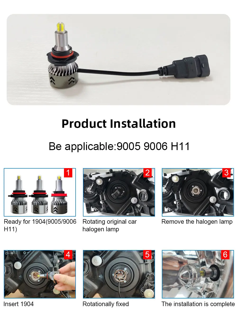 H7 H1 H11 светодиодные фары лампы H8 H9 9005 HB3 H10 9006 HB4 Turbo Canbus 8 сторон 360 градусов CSP чипы 6000K супер яркий авто лампа