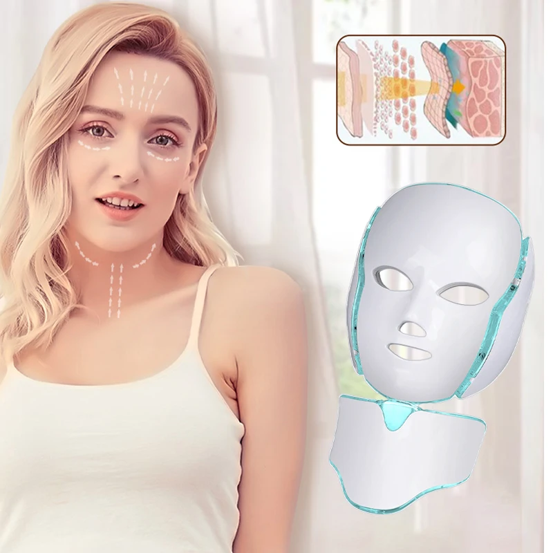 

7 Colors Light LCD Face Mask with Neck Skin Rejuvenation Photon Therapy Facial Mask Tightening Skin Care Beauty Wrinkle Removal