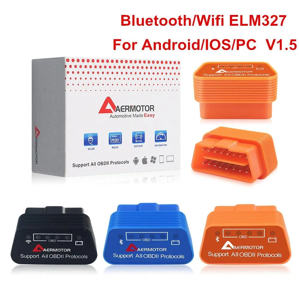 

ELM327 V1.5 Диагностический сканер Bluetooth 4,0 Wifi ELM 327 1,5 OBD2 Android IOS Windows работает ELM327 адаптер Комплект аксессуаров