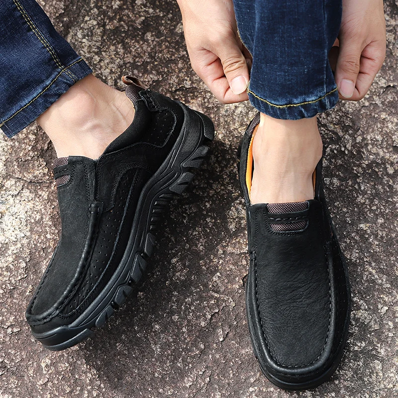

Causal Shoes For Men Men Casual Flat Shoes Loafers For Fashion Zapatos De Hombre Men's Leather Leisure Cuero Black Man