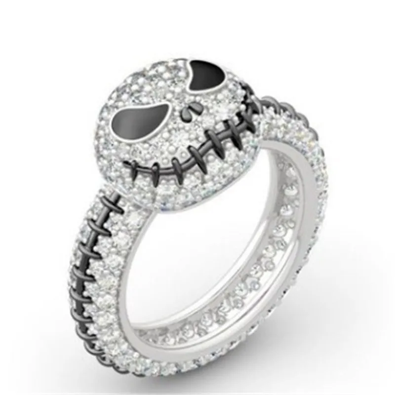 

Full set of luxury zircon popular creative men's retro hip-hop pumpkin skull ring party prom jewelry boy holiday gift wholesale