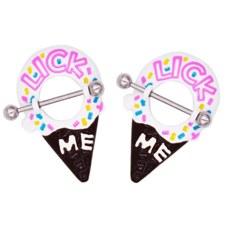 Кольцо для сосков Lick Me мороженое конус или кристалл Shield Kiss me хирургическая сталь