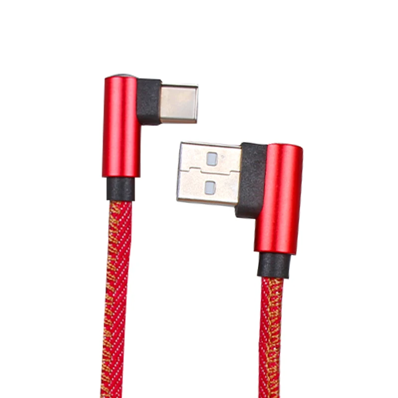 red VLAMPO 1 м 2 м 90 градусов зарядный кабель зарядное устройство Micro usb type-C Быстрая зарядка для samsung Galaxy HUAWEI XIAOMI type-c кабель для передачи данных - Цвет: red