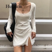 2020 autumn spring women sexy lace patchwork long sleeve split dress hip package mini vestido party club low chest outfits cloth