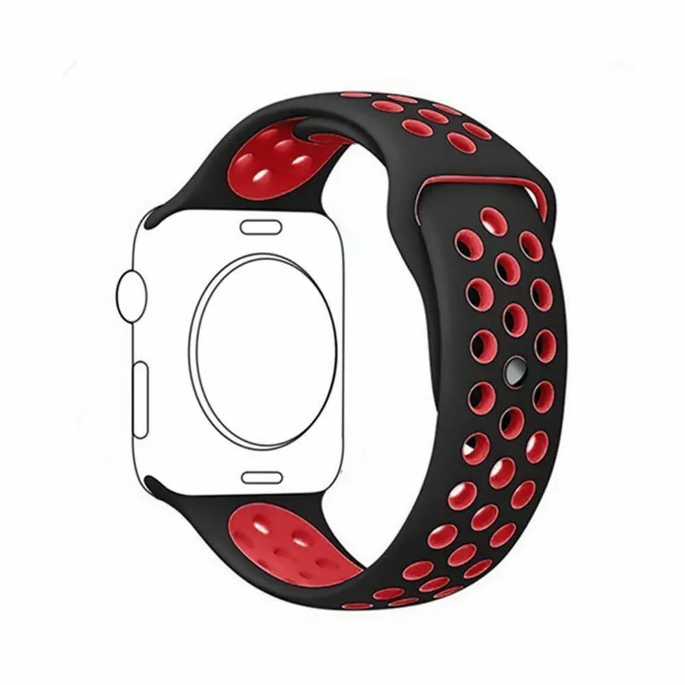 Дышащий силиконовый ремешок для часов для Apple Watch ремешок 5 4 3 2 1 38 мм 42 мм спортивный резиновый ремешок для часов Nike+ iwatch 40 мм 44 мм - Цвет ремешка: Black red
