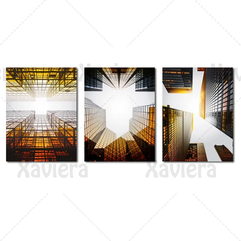 

Modern Fashion Poster Sunset Glow Looking Up At Tall Buildings Without Frame Art Wall Decoration Home Office Decoration Painting