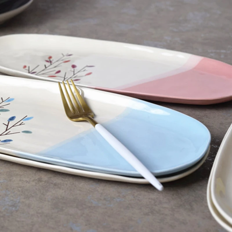 

Wedding Ceramic Dinner Plates Free Shipping Dinnerware Hand Painted Fish Plate Trinket Dish Talerze Obiadowe Tableware AB50PZ