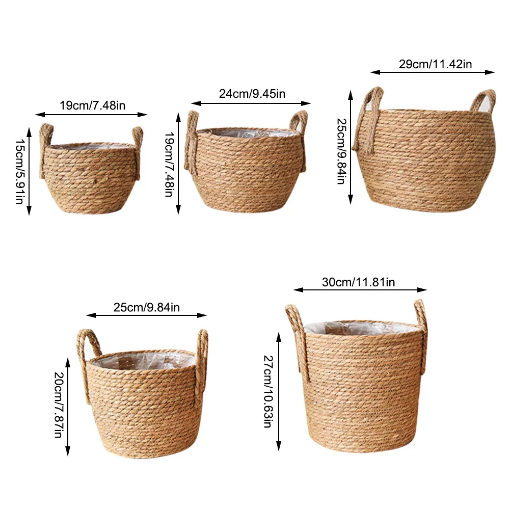 

Handwoven Basket Plant Basket Woven Straw Basket Desktop Storage Baskets for Flower Pot Floor Indoor Plant Home Decoration #W0