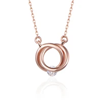 925 silver pendant necklace for women korean 2021 new design sterling silver double circle diamond hypoallergenic clavicle chain