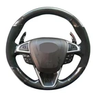Мягкая черная замша из углеродного волокна, сшитая вручную, для Ford Mondeo Fusion чехол рулевого колеса автомобиля-2013Edge 2015-2019, 2019