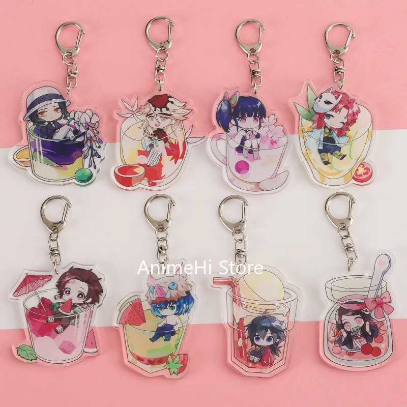 

10 pcs/lot Anime Kimetsu no Yaiba Demon Slayer Keychain Kanroji Mitsuri Sabito Iguro Obanai Kibutsuji Muzan Keyring Bag Pendant