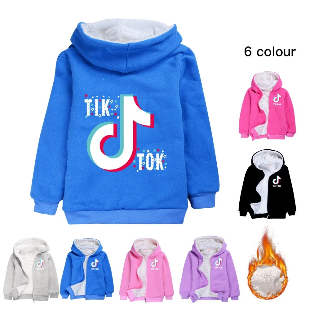 Детский кардиган TIK TOK с внешней торговлей плотное пальто на молнии модная зимняя