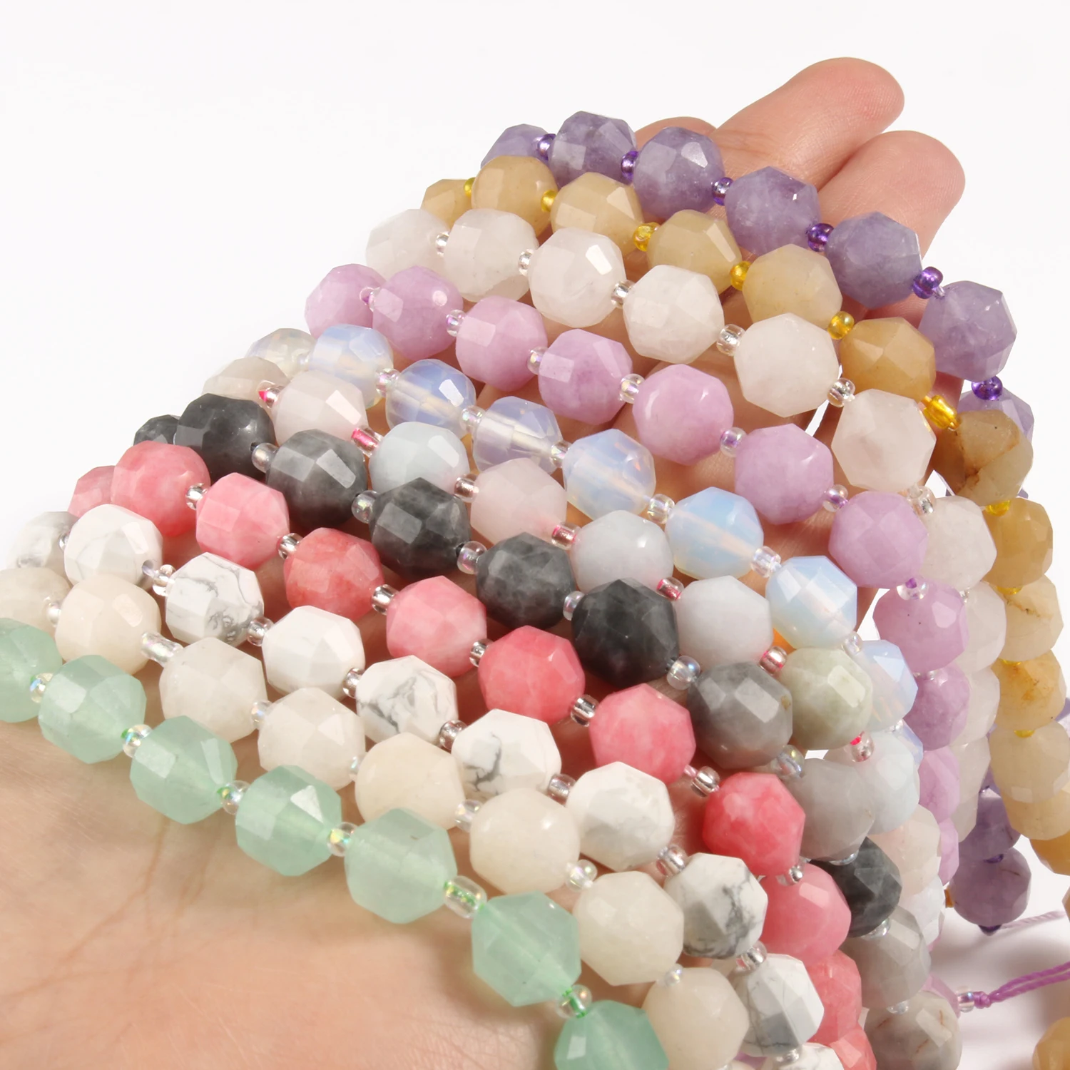 

Wholesale Natural Facted Olive Amethyst Beads Round Loose Stone Beads for Jewelry Making Diy Necklace Bracelet Accessories 15"