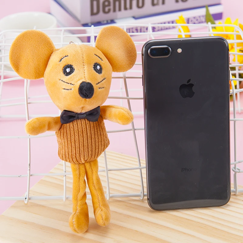 Подвеска-брелок с вертикальными полосками в виде коричневой мыши | Игрушки и