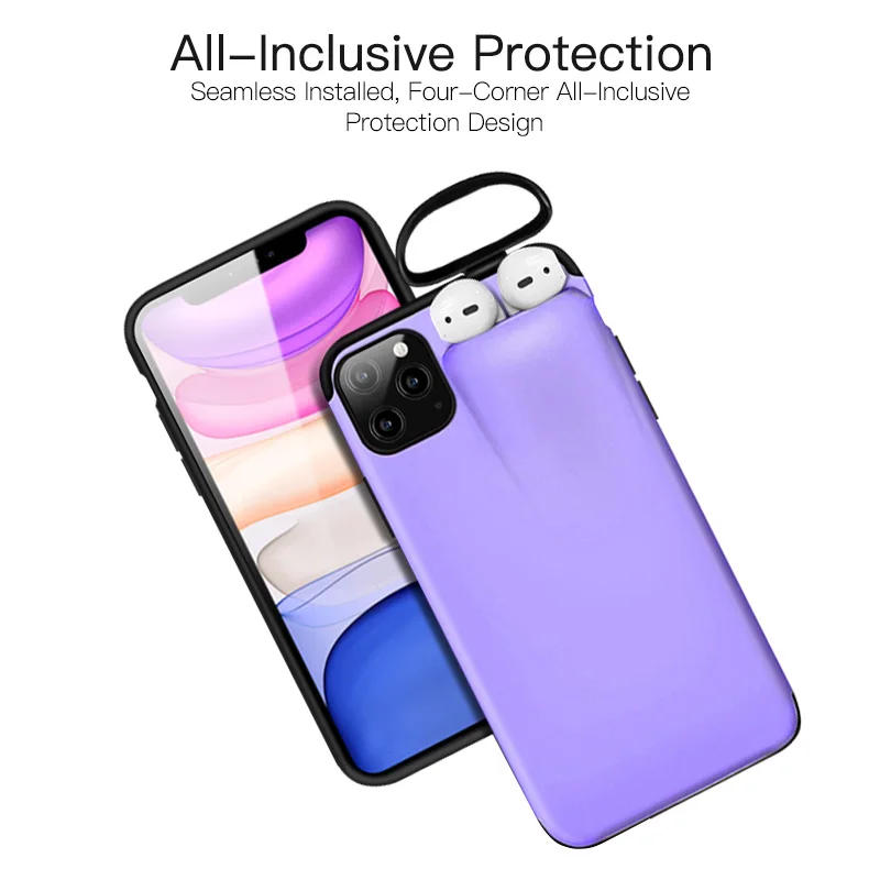 Фото ANMONE для iPhone 11 Pro Max чехол наушников коробка хранения беспроводной Bluetooth два в одном ANMONE для iPhone 11 Pro Max чехол наушников коробка хранения беспроводной Bluetooth два в одном