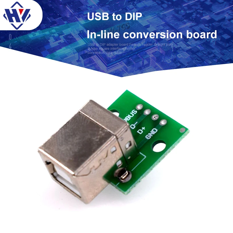 

10 pieces of USB to DIP adapter adapter board female plug straight into B-shaped square interface printer connection data cable