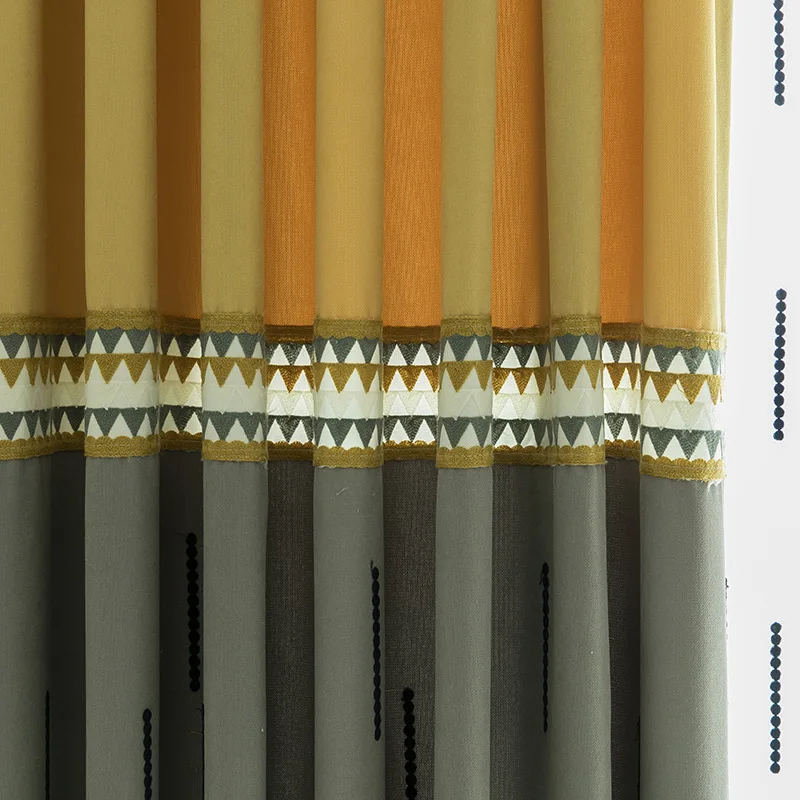 Современные серо желтые шторы для окон с вышивкой гостиной роскошные занавески