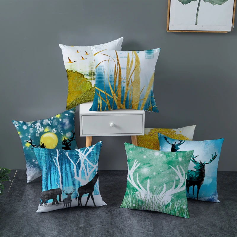 OIMG Морден простой чехол для подушки полиэстер Золотой декоративная штамповка