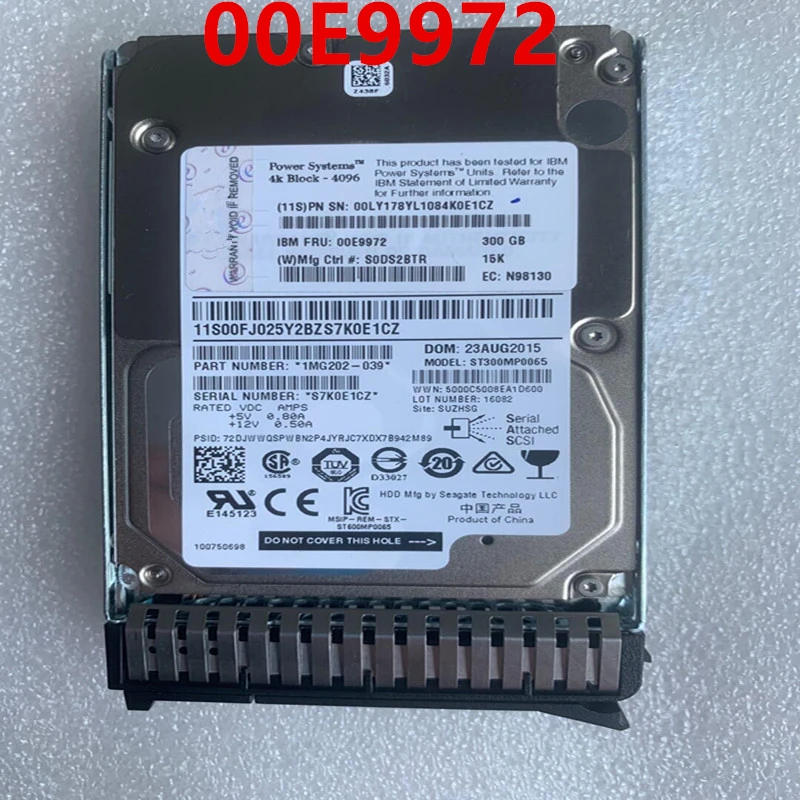

90% New Original HDD For IBM 300GB 2.5" SAS 64MB 15000RPM For Internal HDD For Server HDD For 00LY178 00E9972