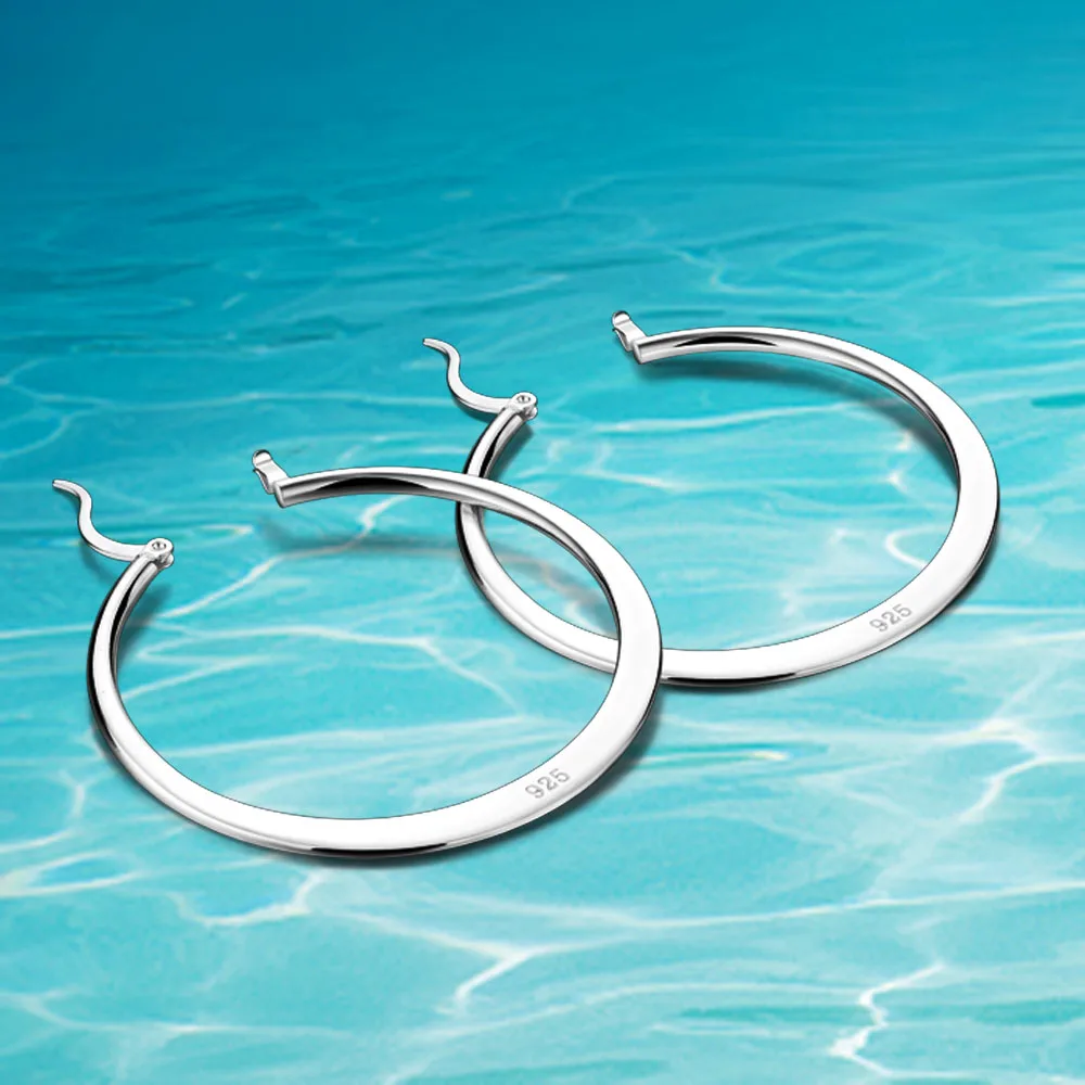 Женские серьги в виде большого круга из стерлингового серебра 925 пробы