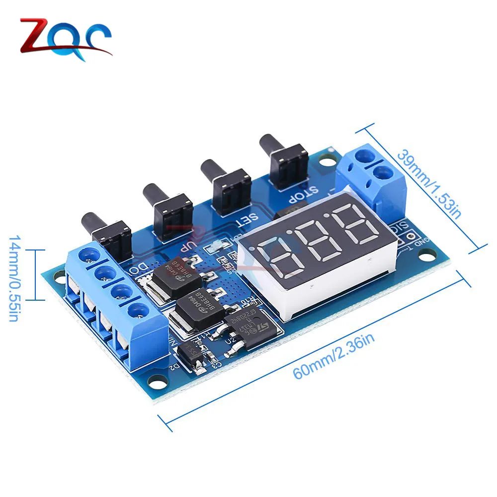 DC 5 V-36 V 12V 24V двойной МОП-светодиодный цифровой реле задержки времени цикл запуска переключатель плат сроки Управление с чехлом