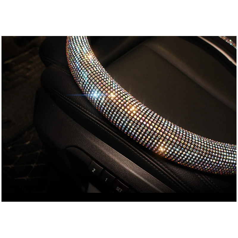 

New Fashion Full Diamond Car Steering Wheel Cover for Men And Women's General Crystal Flash Hot Drill Anti Pulley Handle Cover