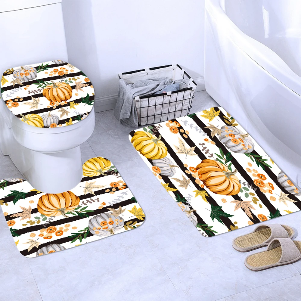 Осенняя занавеска для душа ванной в деревенском стиле с изображением тыквы