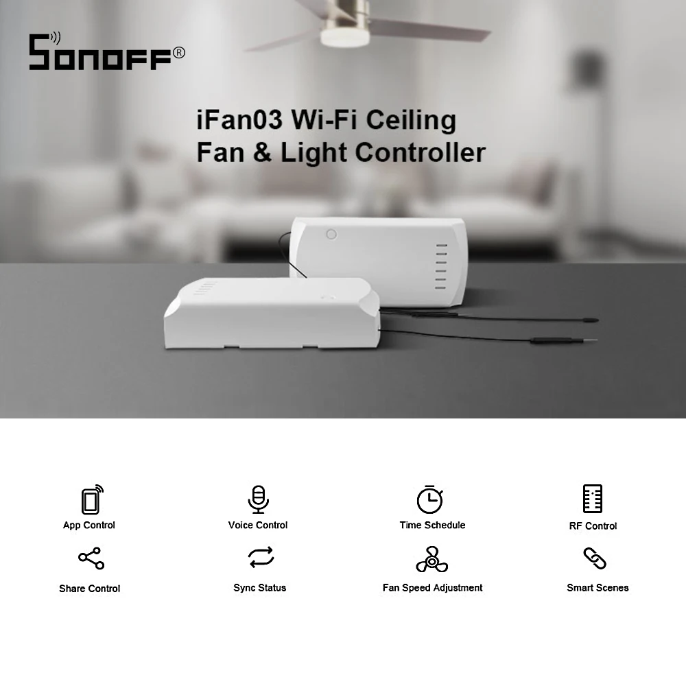 Умный выключатель SONOFF iFan03 с Wi Fi потолочный вентилятор световое управление ler 433 RF