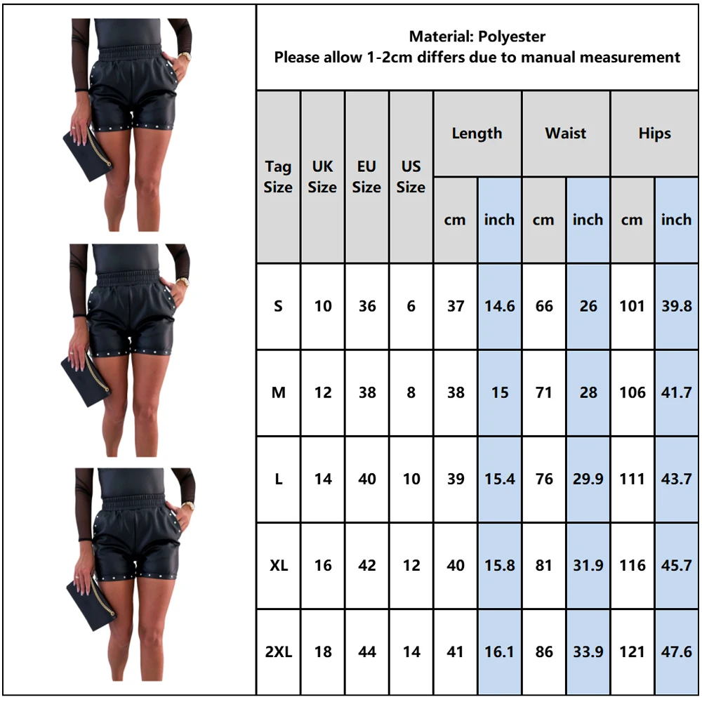 

2020 New PU Leather Shorts Women High Waist Black High Quality Short Pants With Pockets Loose Casual Rivet Wide Leg Shorts D30