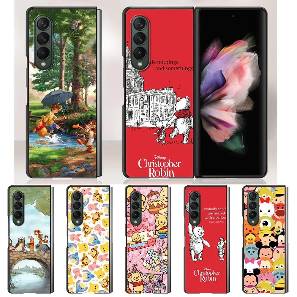 

Case For Samsung Galaxy Z Fold3 5G Case Black Hard Coque Disney Winnie the Pooh