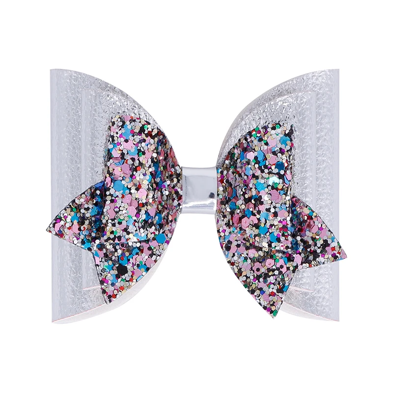 9pcs/set Leather Glitter Kids Hair Bows Clips for Girls Hairpins Barrettes Three Layers Dovetail Bow Headwear Accessories |