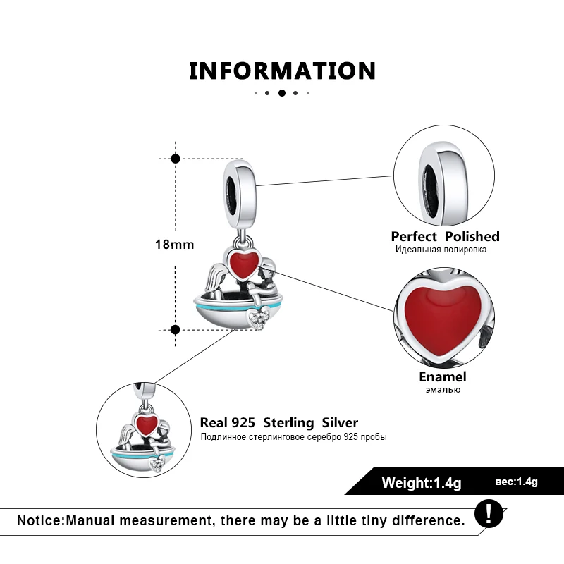 

Youe Shone Heart Couple Charms 925 Sterling Silver Fine Jewelry Rhodium Plated Charm for Original DIY Bracelet Designer Charms