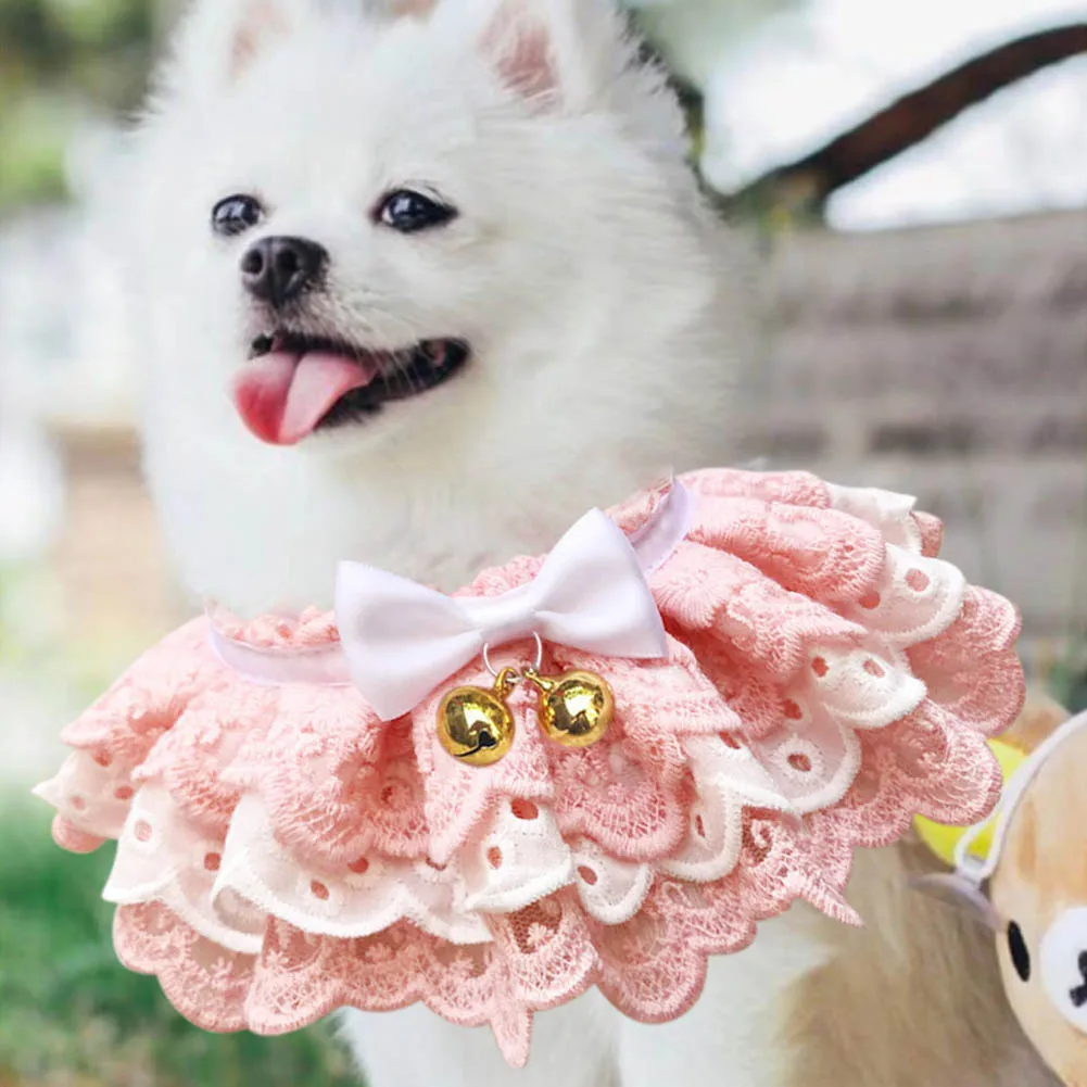 Ошейник для кошек и собак кружевной нагрудник с маленькими колокольчиками щенок