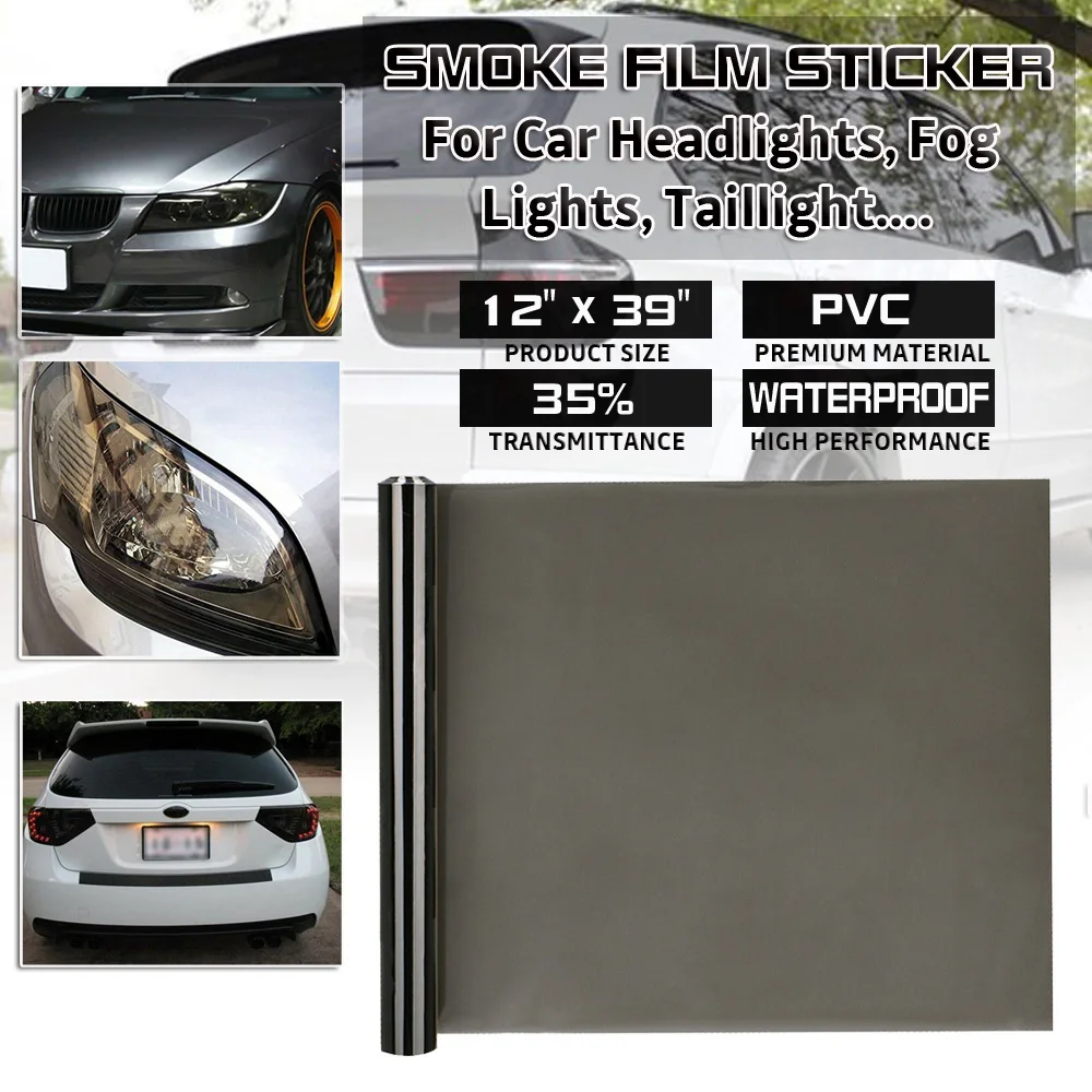 

12"x39" 35% Medium Black Smoke LED Headlight Taillight Fog Light Tint Film Vinyl 100% Brand New and High Quality.